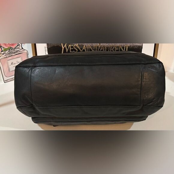 Coach Black Leather Satchel Pebbled Leather Shoulder Bag with Silver Hardware - Picture 14 of 15